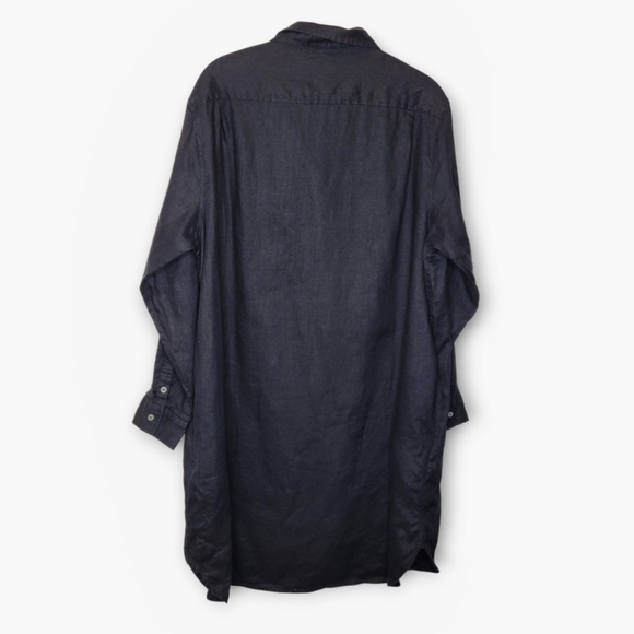 Quince European Linen Long Sleeve Shirt Dress L Black - Picture 4 of 6